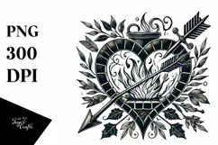 Stained Heart with Arrow, Transparent PNG Product Image 1