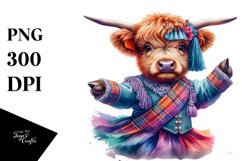 Colorful Watercolor Baby Highland Cow Hambo Dancer&#039;s Attire Product Image 3