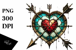 Distressed Heart with Arrow, Transparent PNG Product Image 1