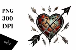 Distressed Heart with Arrow, Transparent PNG Product Image 1