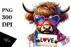 Highland Calf with Heart Sunglasses, PNG Product Image 1