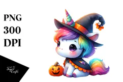 Halloween Baby Unicorn Drawing Clipart Product Image 1