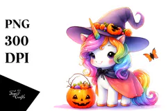 Halloween Baby Unicorn Drawing Clipart Product Image 1