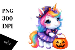 Halloween Baby Unicorn Drawing Clipart Product Image 1