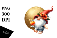 Beachwear Gnome with Cocktail PNG Product Image 1