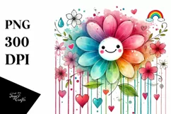 Colorful Flower Hearts PNG Product Image 1