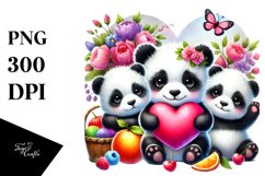 Cute Baby Panda with Heart, PNG Product Image 1