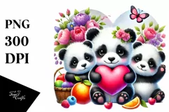 Cute Baby Panda with Heart, PNG Product Image 1