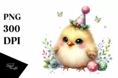 Baby Bird with Party Hat PNG Product Image 3