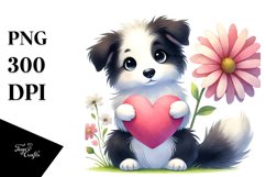 Border Collie Heart Holding PNG Product Image 1