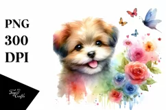 Colorful Dog Watercolor PNG Product Image 1