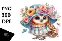 Digital Painting with Beach Baby Owl PNG Product Image 1