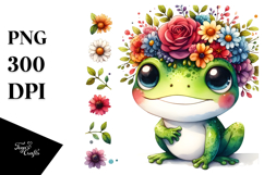 Vibrant Flowers Frog Crown Clipart Product Image 1