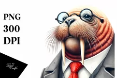 Whimsical Walrus Suit es Portrait | Sublimation Clipart Product Image 3