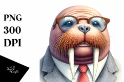 Whimsical Walrus Suit es Portrait | Sublimation Clipart Product Image 3