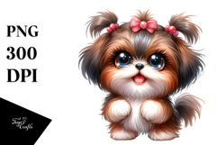 Cartoon Baby Shih Tzu Watercolor PNG Product Image 1