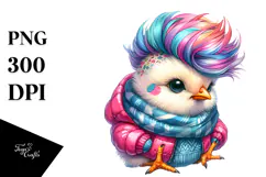 Vibrant Chicken in Watercolor, High-Res PNG Product Image 1