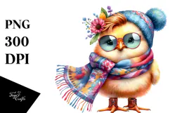 Vibrant Chicken in Watercolor, High-Res PNG Product Image 1