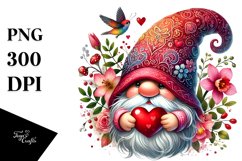 Valentines Gnome with Roses PNG Product Image 1