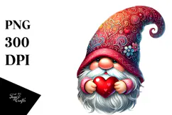 Valentines Gnome with Heart Sign PNG Product Image 1