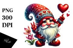 Valentines Gnome with Roses PNG Product Image 1