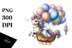 Cute Unicorn Balloons Airship |Clipart Product Image 3