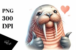 Funny Walrus Love Sign Portrait | Sublimation Clipart Product Image 3