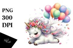 Watercolor Baby Unicorn Spring Petals Product Image 1