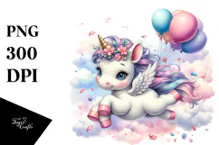 Watercolor Baby Unicorn Spring Petals Product Image 1