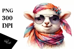 Funny Lamb Silk Scarf Sunglasses Portrait | Sublimation Product Image 3