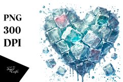 Icy Heart Watercolor PNG Product Image 1