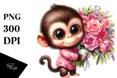 Expressive Cute Baby Monkey Clipart Product Image 1