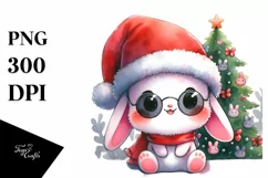 Adorable Bunny with Santa Hat, Transparent PNG Product Image 3