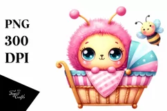 Colorful Pink-ish Baby Bee PNG Product Image 1