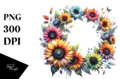 Colorful Abstract Sunflower Round Frame Clipart Product Image 3