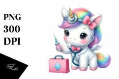 Baby Unicorn Being a Doctor | Clipart Product Image 1