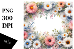 Watercolor Colorful Horizontal Daisy | Clipart Product Image 1