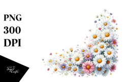 Watercolor Colorful Horizontal Daisy | Clipart Product Image 1