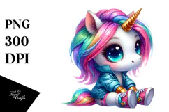 Cute Unicorn with Cool Haircut PNG Product Image 1