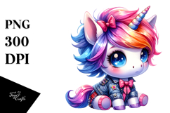 Cute Unicorn with Cool Haircut, Artistic PNG Product Image 1