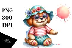 Whimsical Watercolor Baby Dog PNG Product Image 1