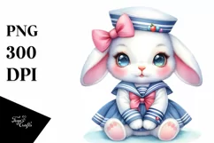 Colorful Baby Rabbit Sailor Suit | Sublimation Clipart Product Image 1