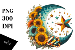 Vintage Postcard Style Half Moon PNG Product Image 1