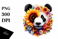panda made of flowers PNG Product Image 1