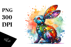 Colorful Bunny in , Watercolor PNG Product Image 1