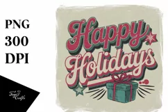 Retro Happy Holidays Clipart PNG Product Image 5