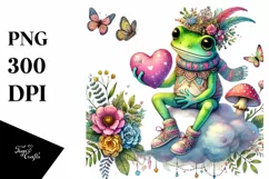 Colorful Frog with Heart PNG Product Image 1