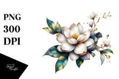 -Like Gardenia with Golden Insertions | Sublimation Clipart Product Image 1