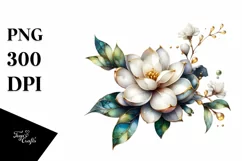 -Like Gardenia with Golden Insertions | Sublimation Clipart Product Image 1