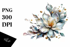 Shiny Golden Gardenia Watercolor Splash Clipart Product Image 1